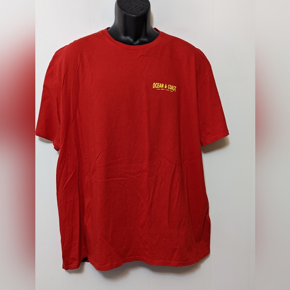 Men's Ocean + Coast Fish Hunt Camp Hike Red T-Shirt Size XL